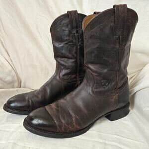 Ariat Men's Size 9D Brown Leather Heritage Distressed Roper Boots Style 10008814
